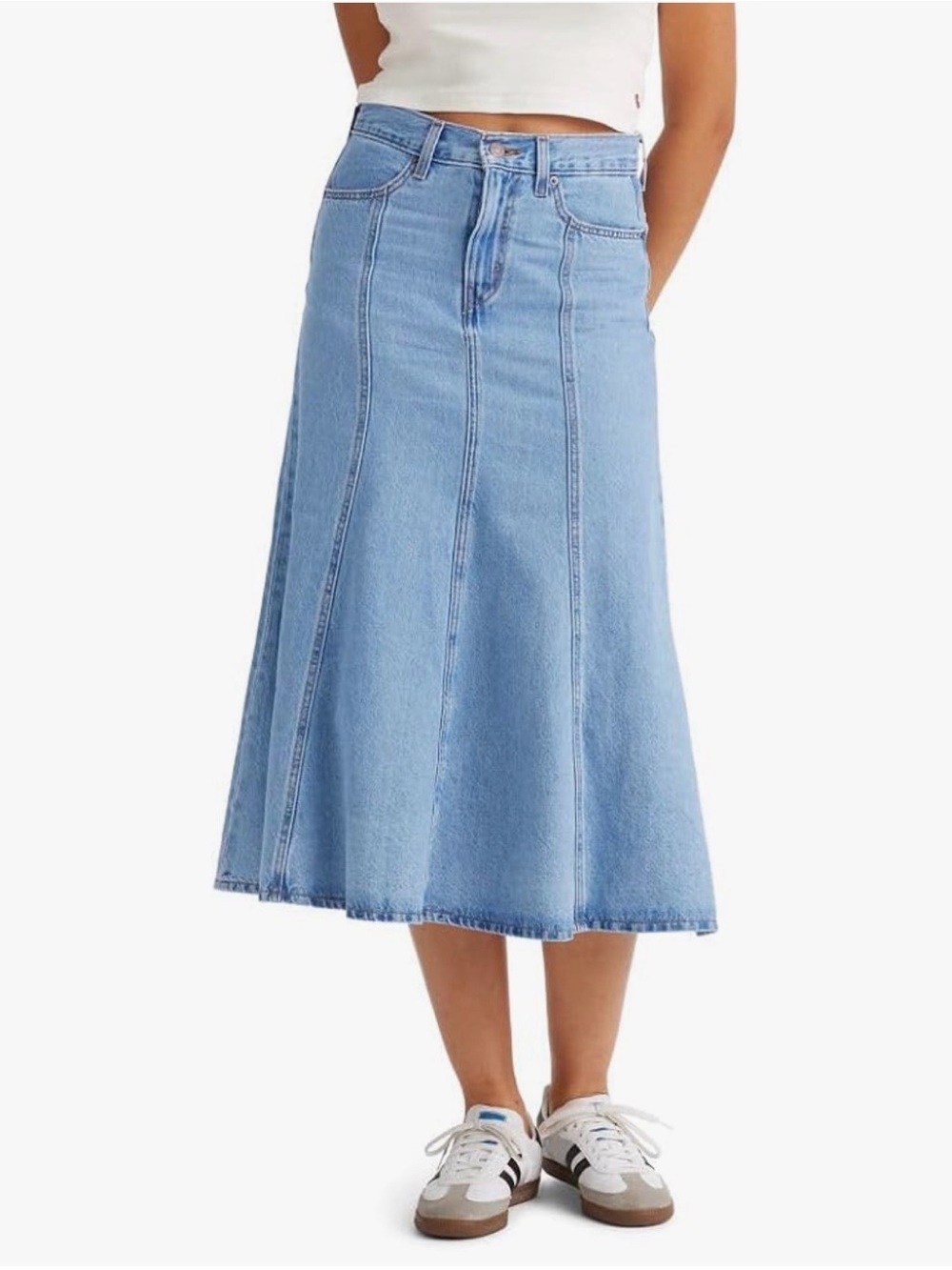 Levi’s Sz 27 Denim Classic Wash Swing Midi Western Casual Skirt
